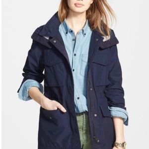 madewell fieldwalk hooded jacket size xs navy blue